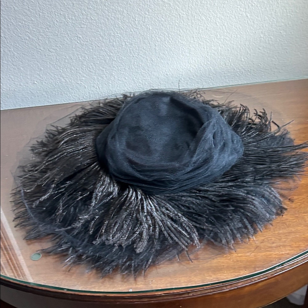Vintage Black Feather Hat
